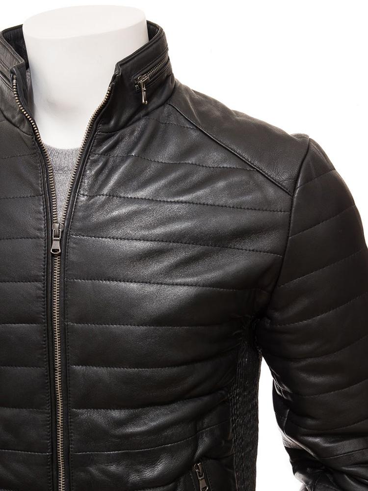 Men's Jair Black Quilted Leather Jacket | Full Grain Apparel