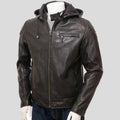 Men's Jami Black Hooded Leather Jacket | Genuine Lambskin | Full Grain Apparel