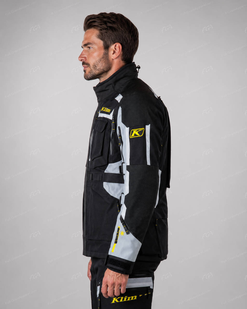 Men's KLIM riding jacket side view with adjustable straps