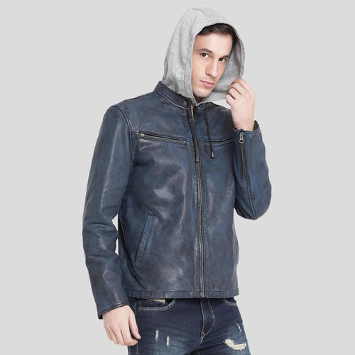 Men's Rald Blue Removable Hooded Jacket | Full Grain Apparel