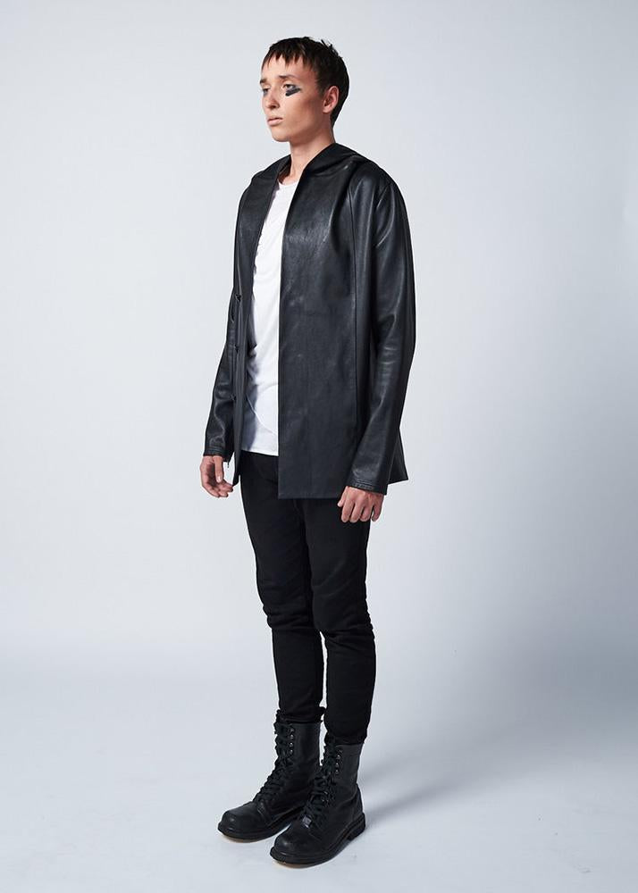 Men's Richie Black Hooded Leather Jacket | Full Grain Apparel