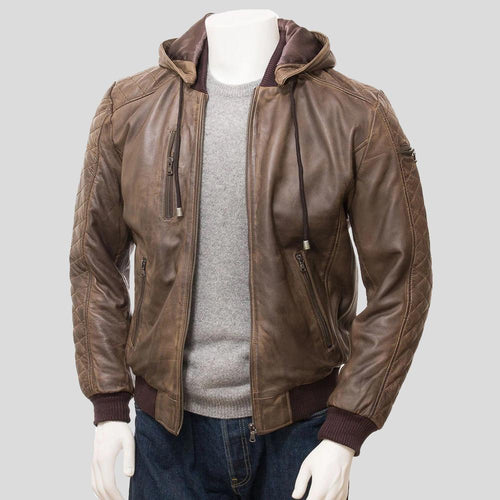 Men's Rick Brown Removable Hooded Jacket | Full Grain Apparel