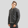 Men's Robt Black Quilted Leather Jacket | Full Grain Apparel
