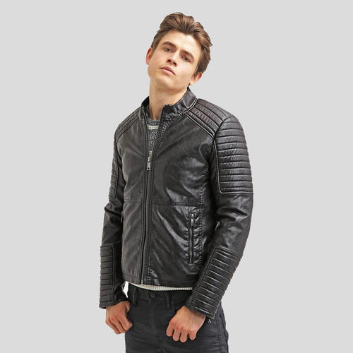 Men's Robt Black Quilted Leather Jacket | Full Grain Apparel