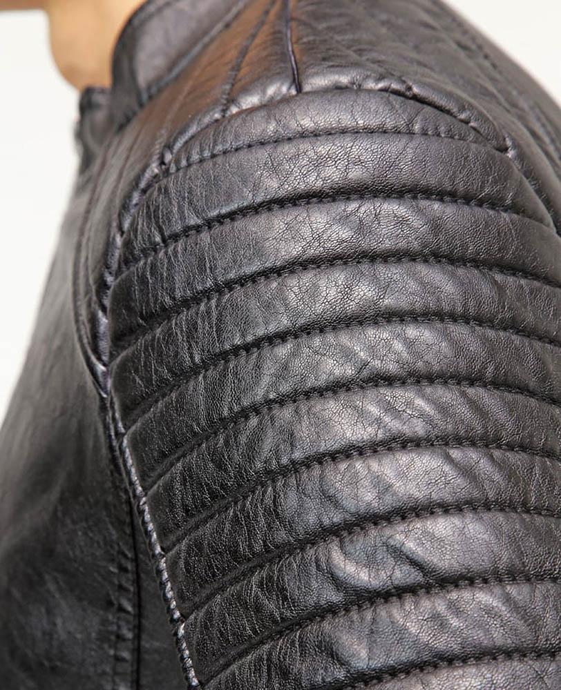 Men's Robt Black Quilted Leather Jacket | Full Grain Apparel