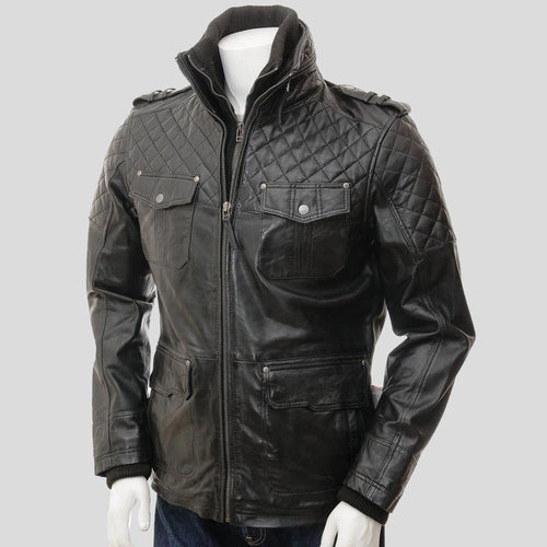 Men's Ronn Black Quilted Leather Jacket | Full Grain Apparel