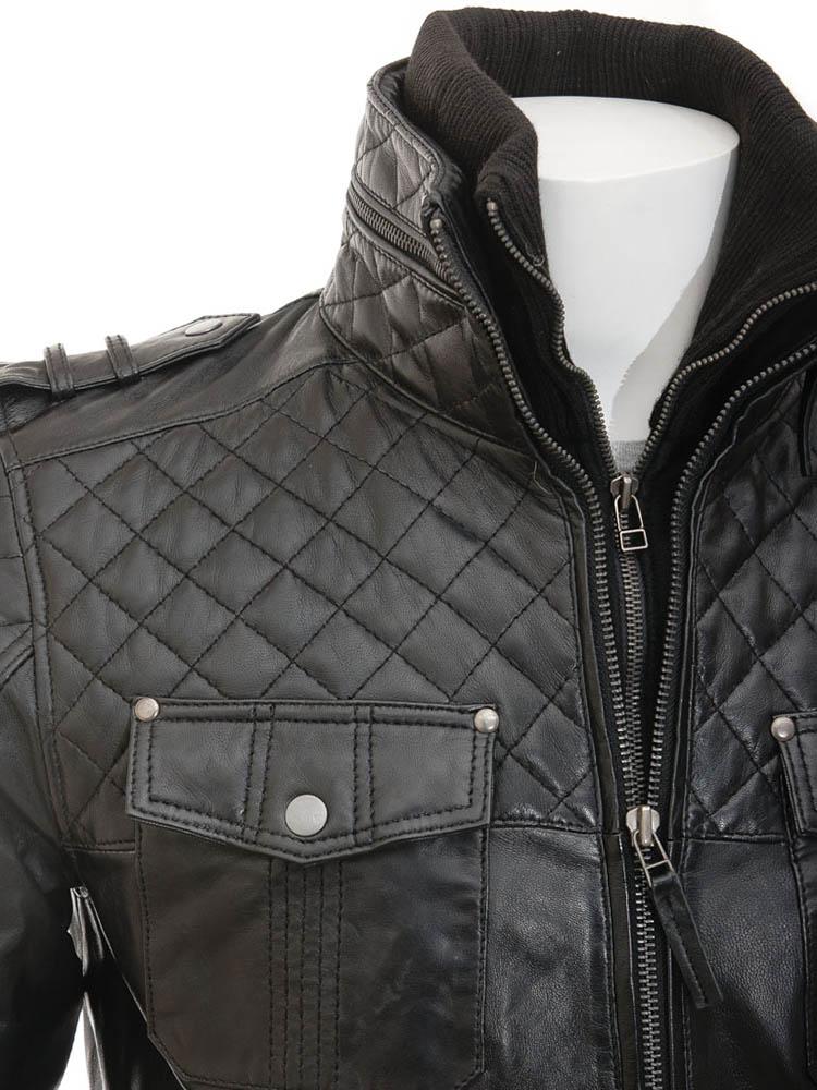 Men's Ronn Black Quilted Leather Jacket | Full Grain Apparel