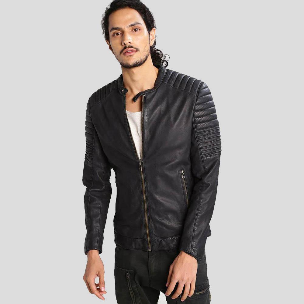 Men's Sung Black Quilted Leather Jacket | Full Grain Apparel