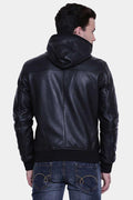 Men's Theo Black Hooded Leather Jacket | Full Grain Apparel