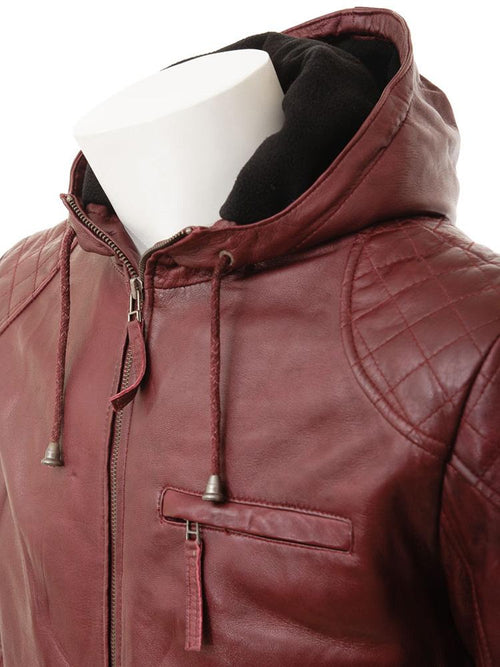 Chaqueta Roja con Capucha Desmontable para Hombre Tore | Full Grain Apparel