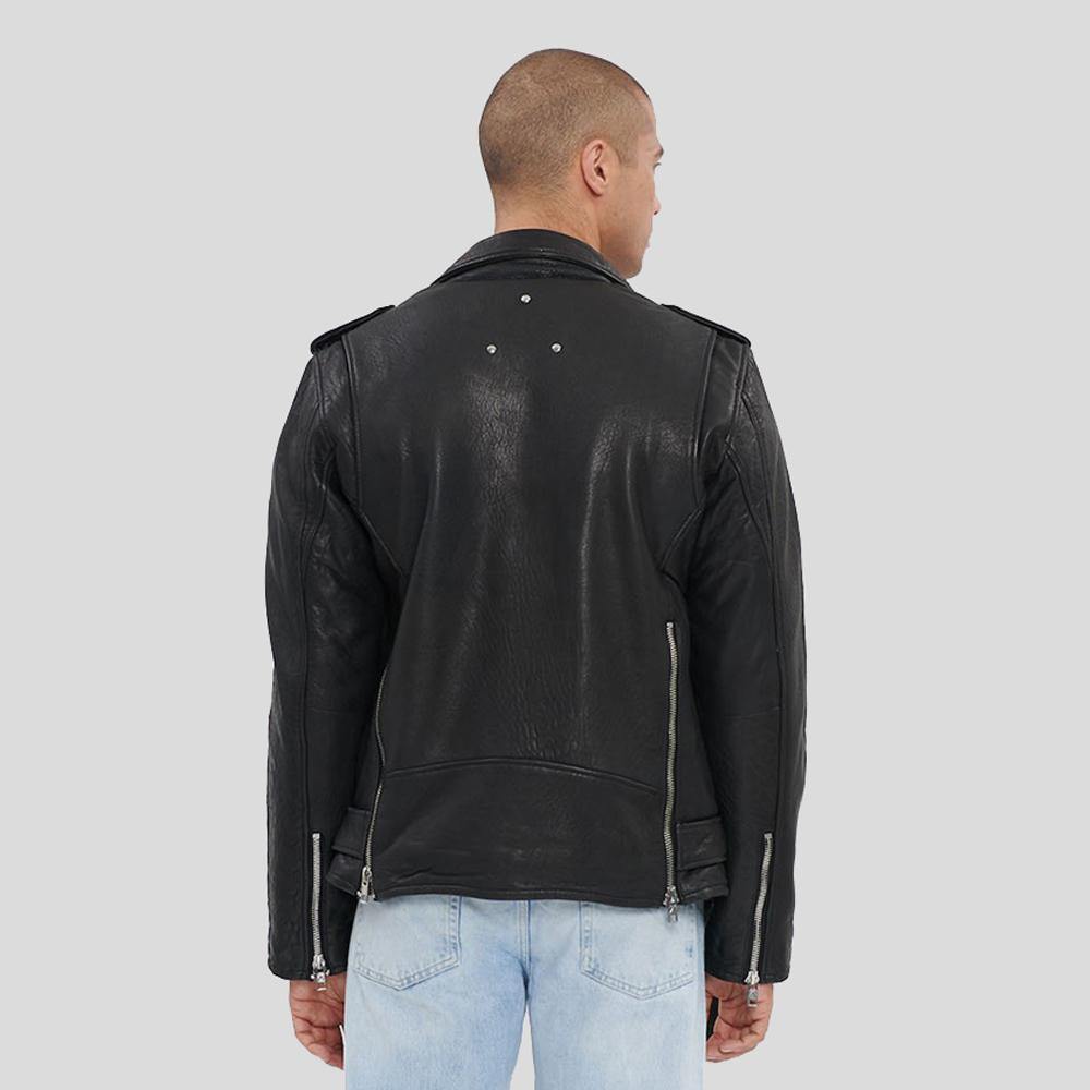 Men's Adiv Black Motorcycle Leather Jacket | Full Grain Apparel