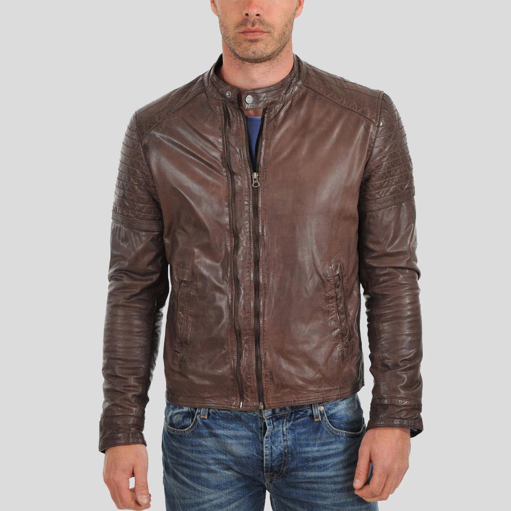 Men's Albie Brown Slim Fit Motorcycle Jacket | Full Grain Apparel
