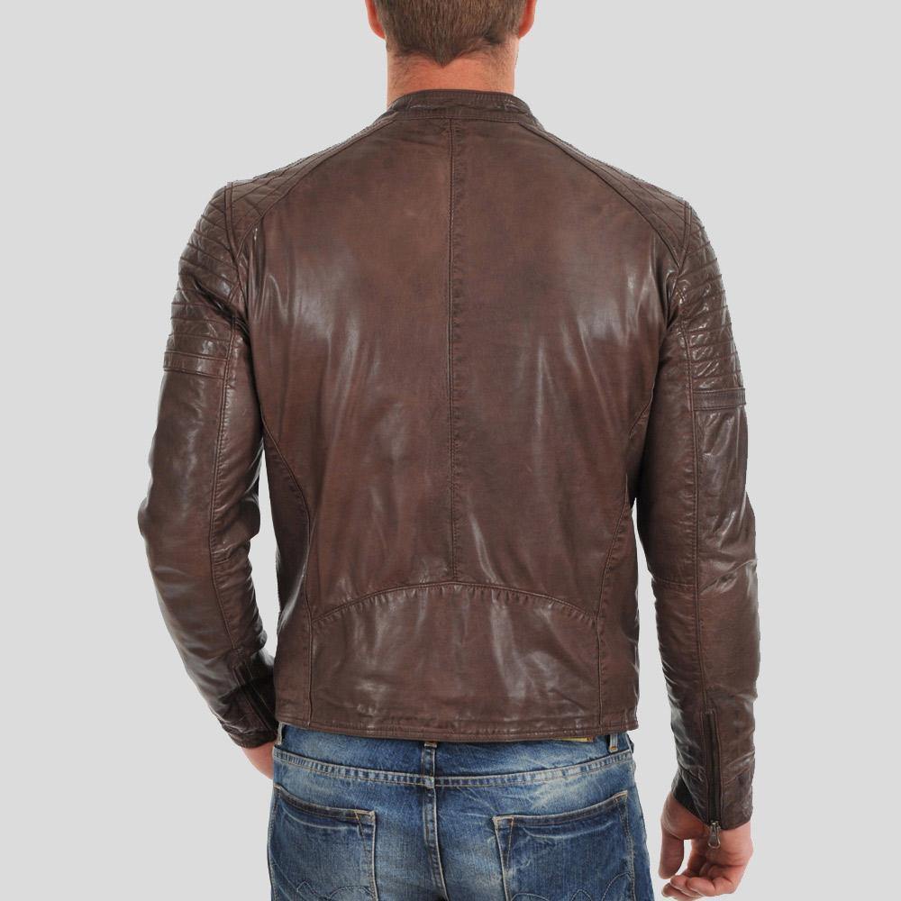 Men's Albie Brown Slim Fit Motorcycle Jacket | Full Grain Apparel