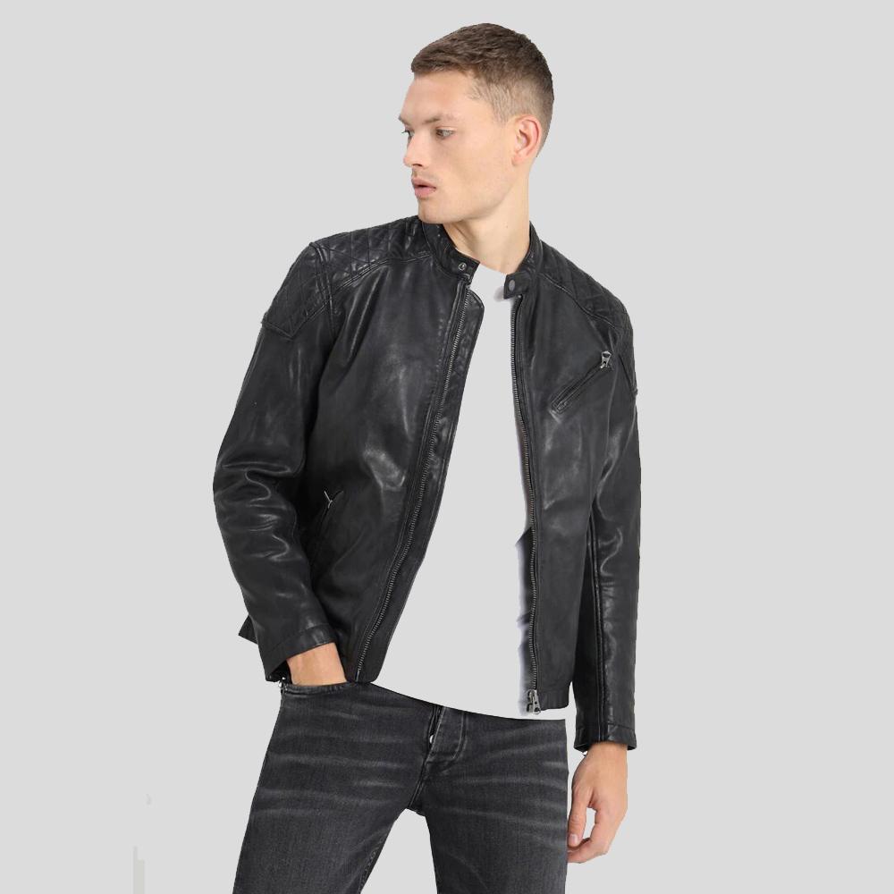 Men's Dion Black Motorcycle Leather Jacket | Full Grain Apparel