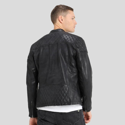 Men's Dion Black Motorcycle Leather Jacket | Full Grain Apparel