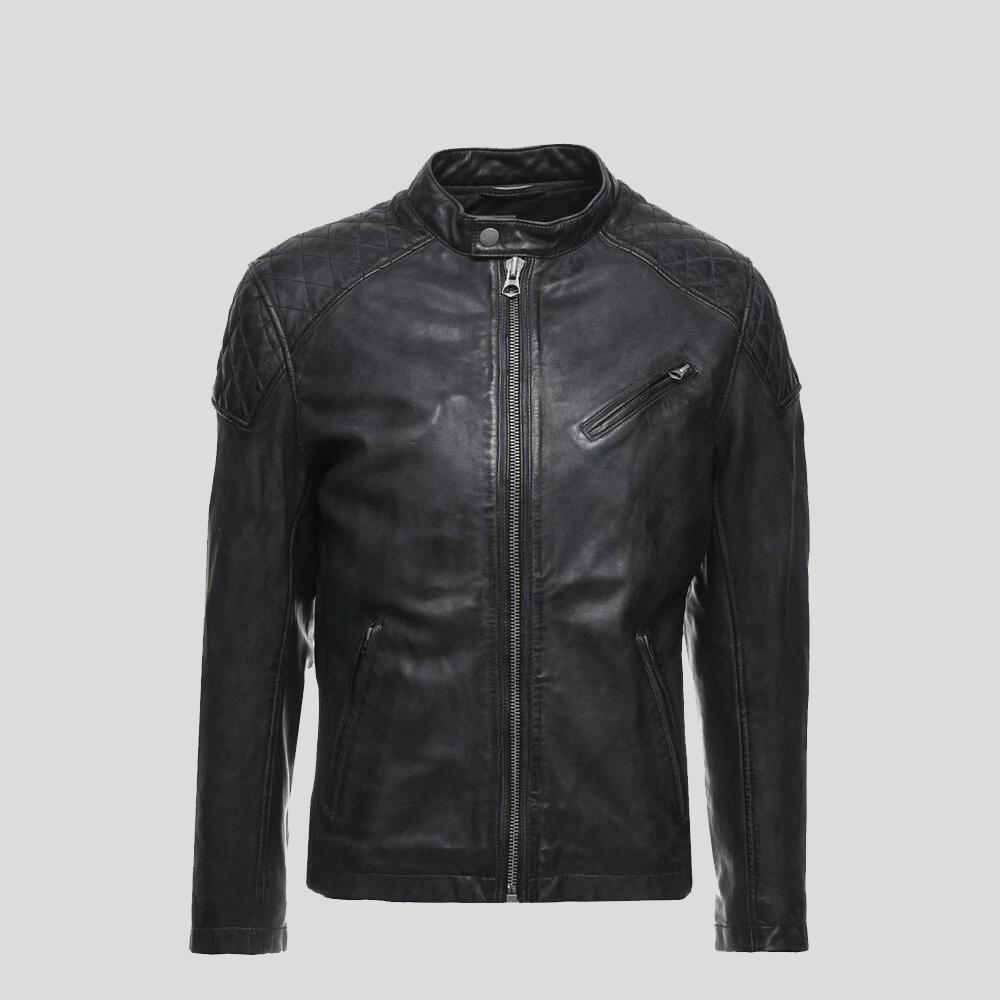 Men's Dion Black Motorcycle Leather Jacket | Full Grain Apparel