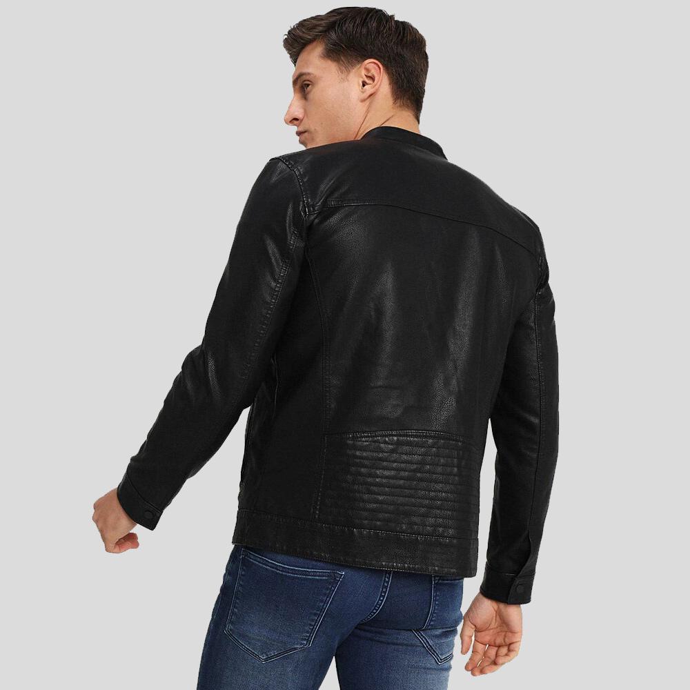 Men's Drew Black Motorcycle Leather Jacket | Full Grain Apparel