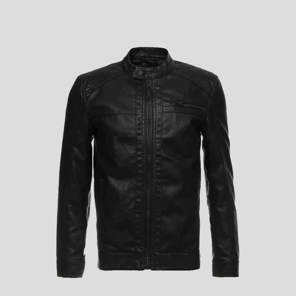 Men's Drew Black Motorcycle Leather Jacket | Full Grain Apparel