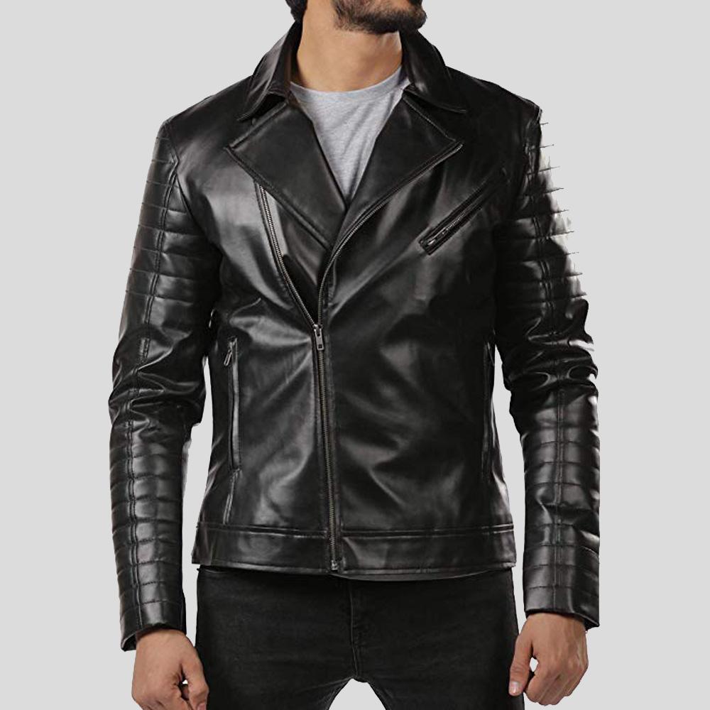 Men's Elex Black Motorcycle Leather Jacket | Full Grain Apparel