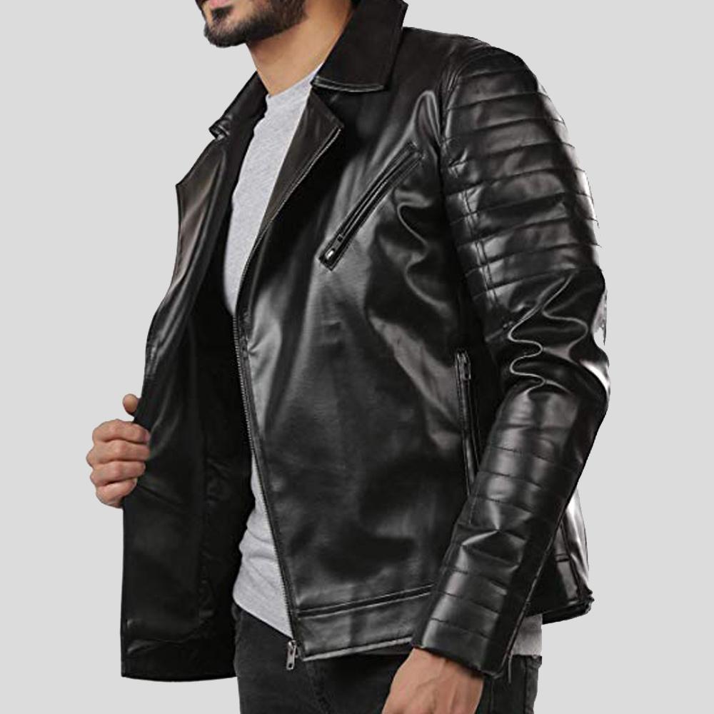 Men's Elex Black Motorcycle Leather Jacket | Full Grain Apparel