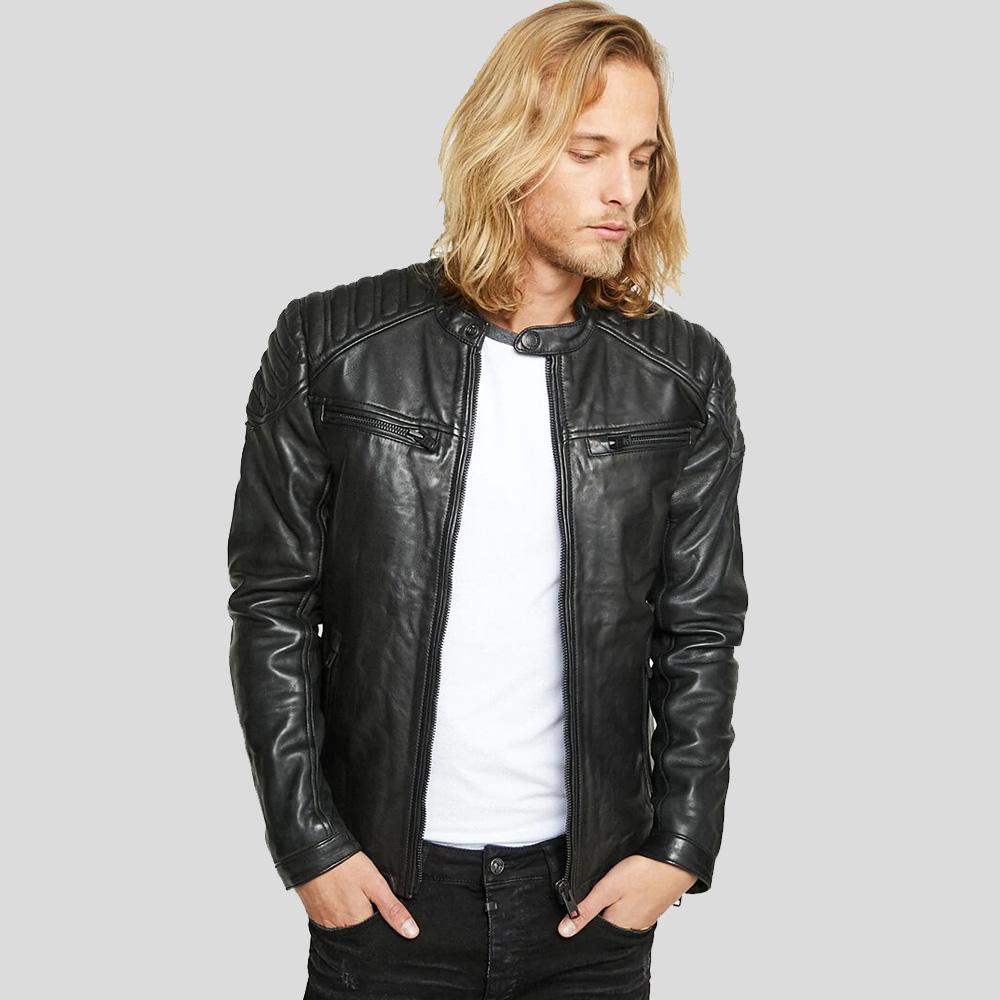 Men's Gary Black Motorcycle Leather Jacket | Full Grain Apparel