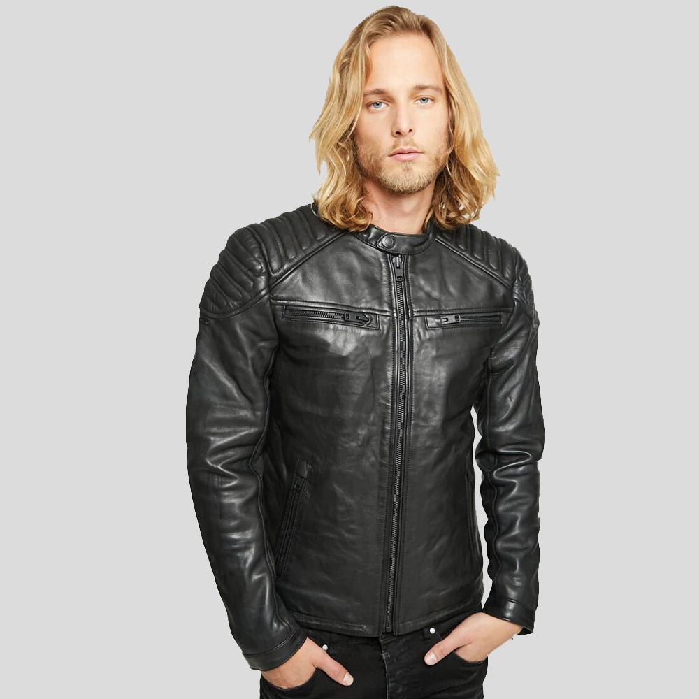 Men's Gary Black Motorcycle Leather Jacket | Full Grain Apparel