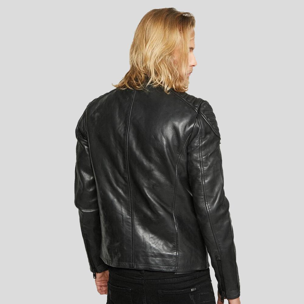 Men's Gary Black Motorcycle Leather Jacket | Full Grain Apparel