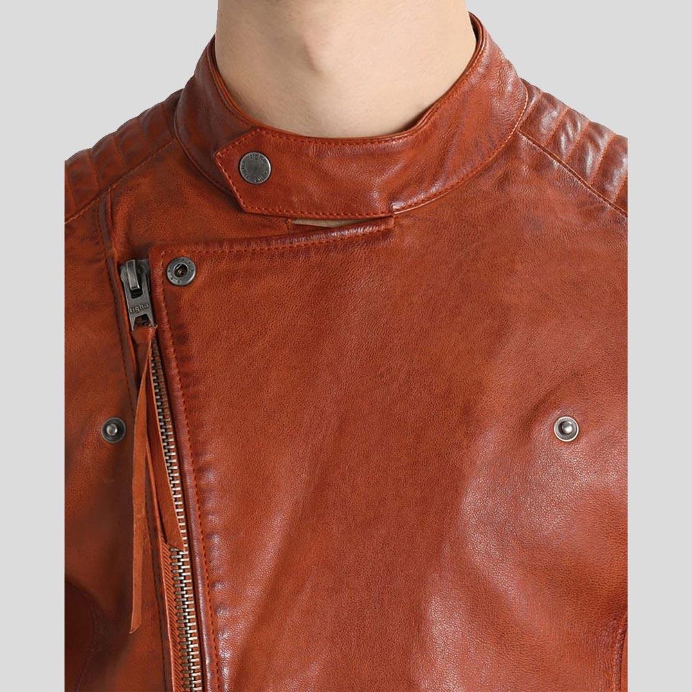 Men's Brad Brown Motorcycle Lambskin Leather Jacket | Full Grain Apparel