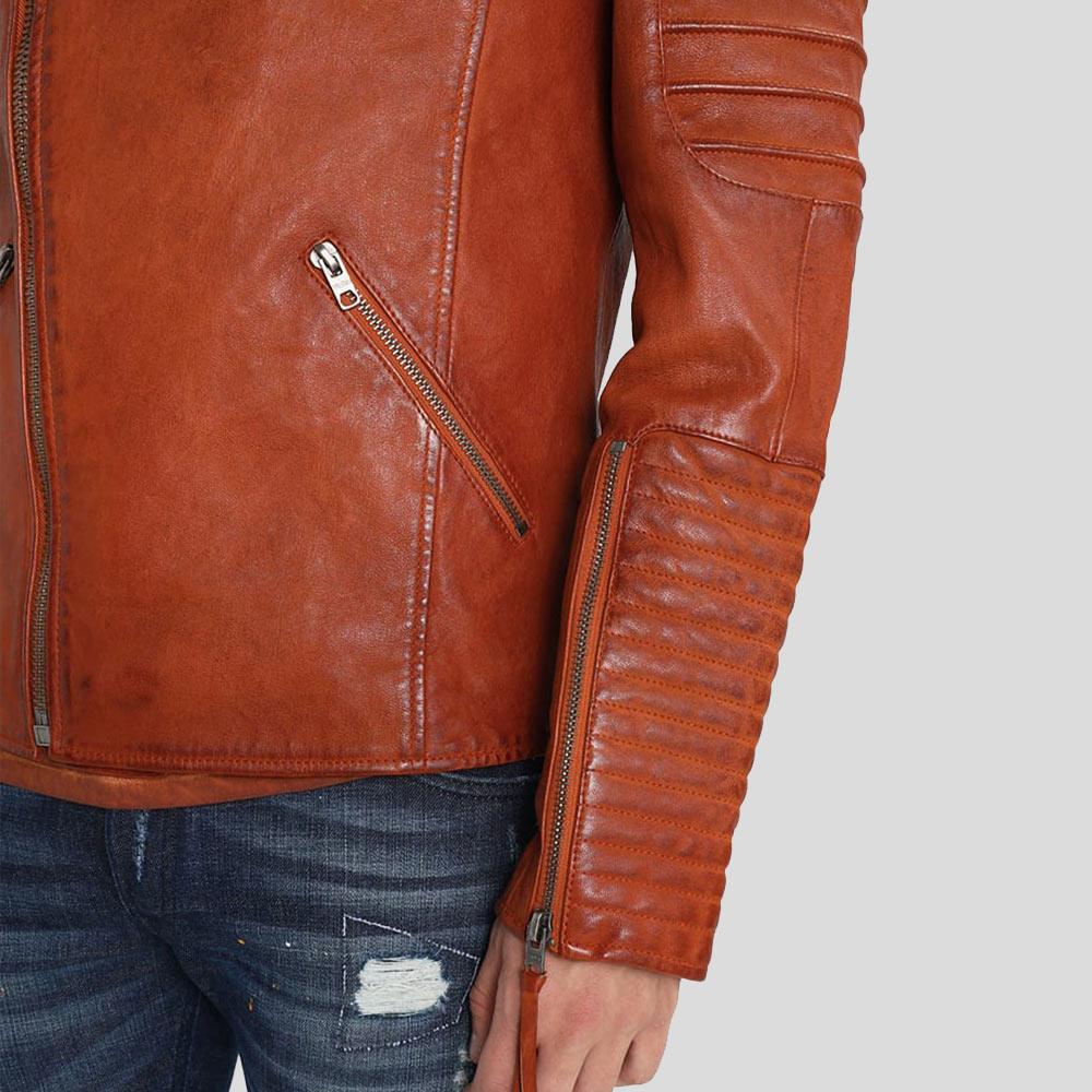 Men's Brad Brown Motorcycle Lambskin Leather Jacket | Full Grain Apparel