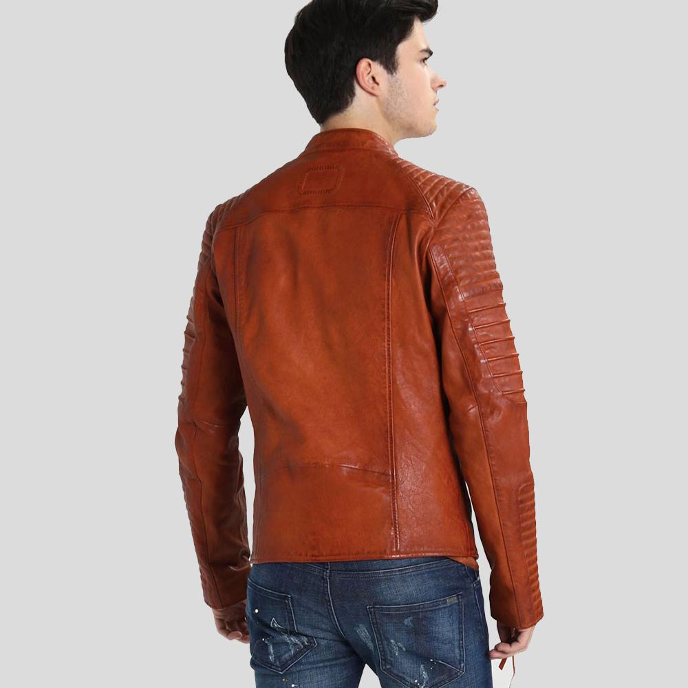 Men's Brad Brown Motorcycle Lambskin Leather Jacket | Full Grain Apparel