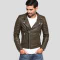 Men's Carl Brown Motorcycle Leather Jacket | Full Grain Apparel