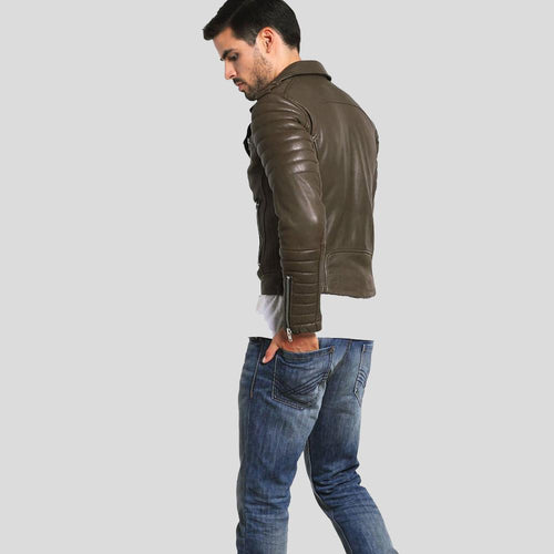 Men's Carl Brown Motorcycle Leather Jacket | Full Grain Apparel