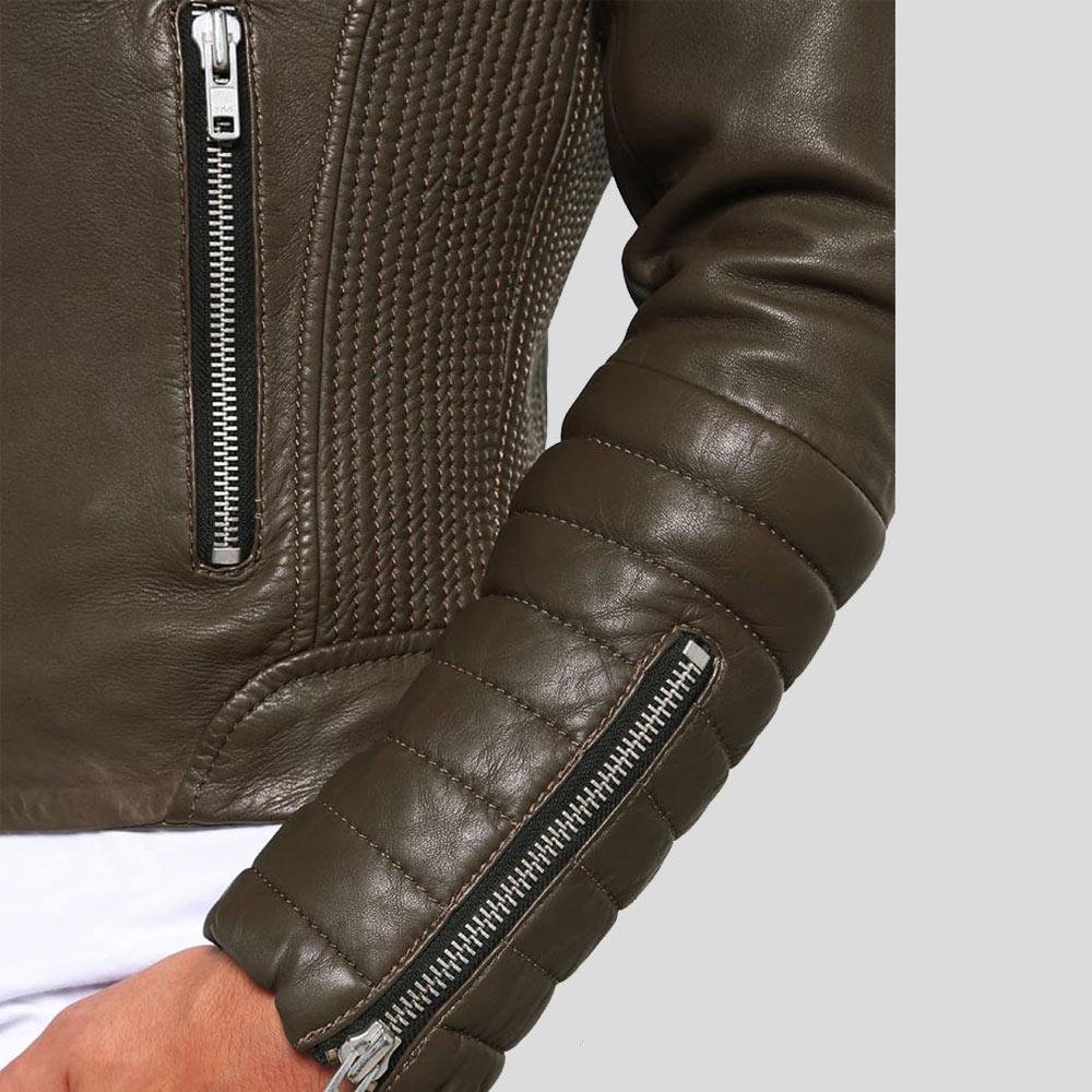 Chaqueta de cuero para motocicleta Carl Brown para hombre | Prenda de cuero de grano completo