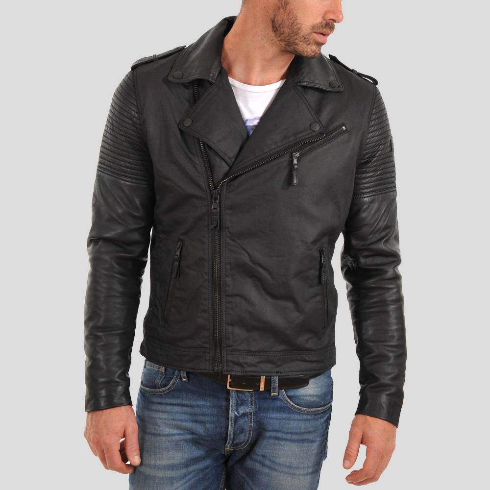 Men's Christopher Black Motorcycle Leather Jacket | Full Grain Apparel