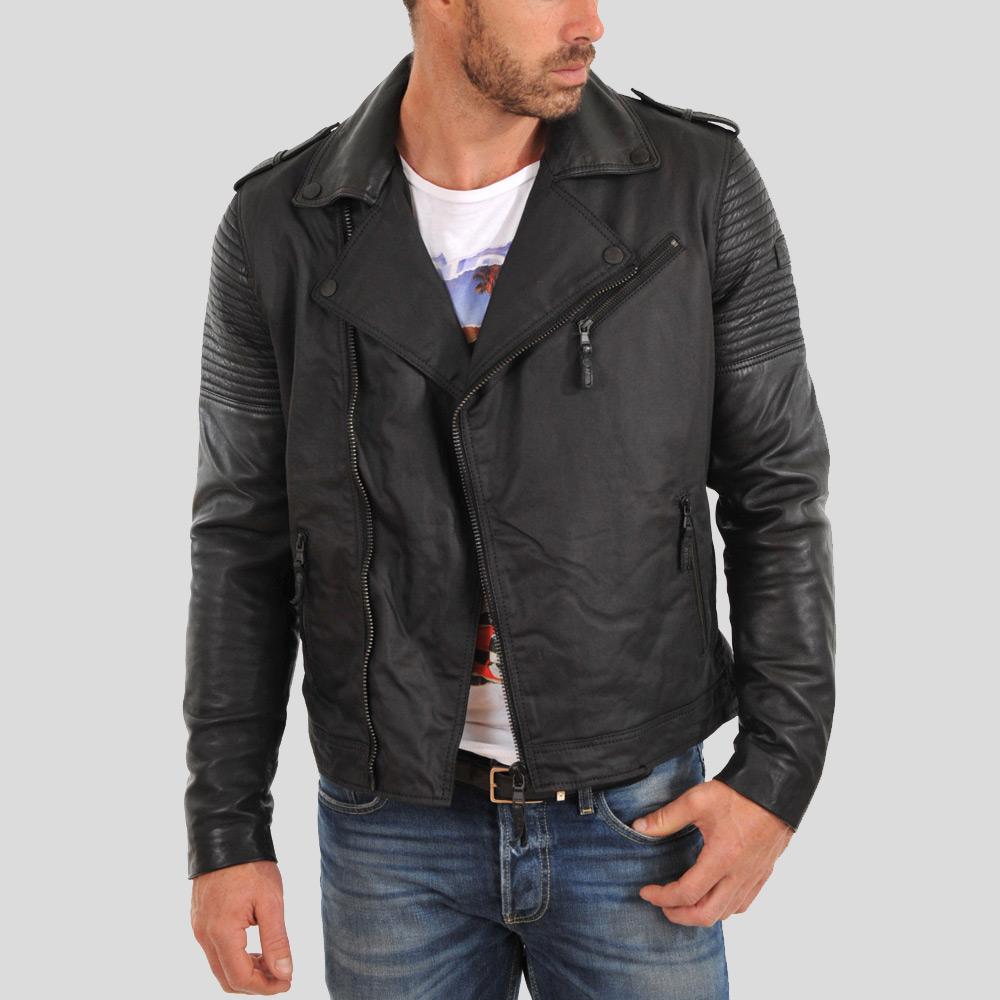 Men's Christopher Black Motorcycle Leather Jacket | Full Grain Apparel