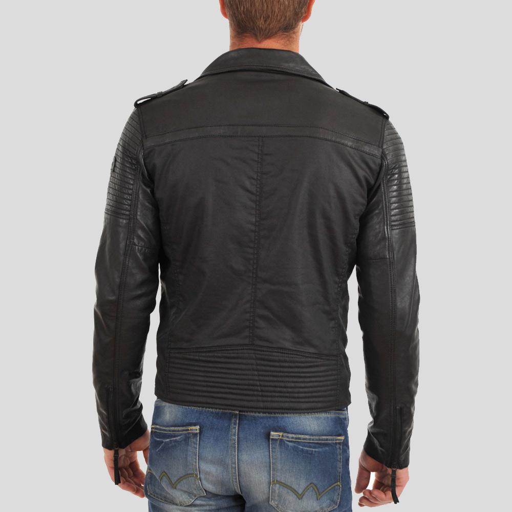 Men's Christopher Black Motorcycle Leather Jacket | Full Grain Apparel