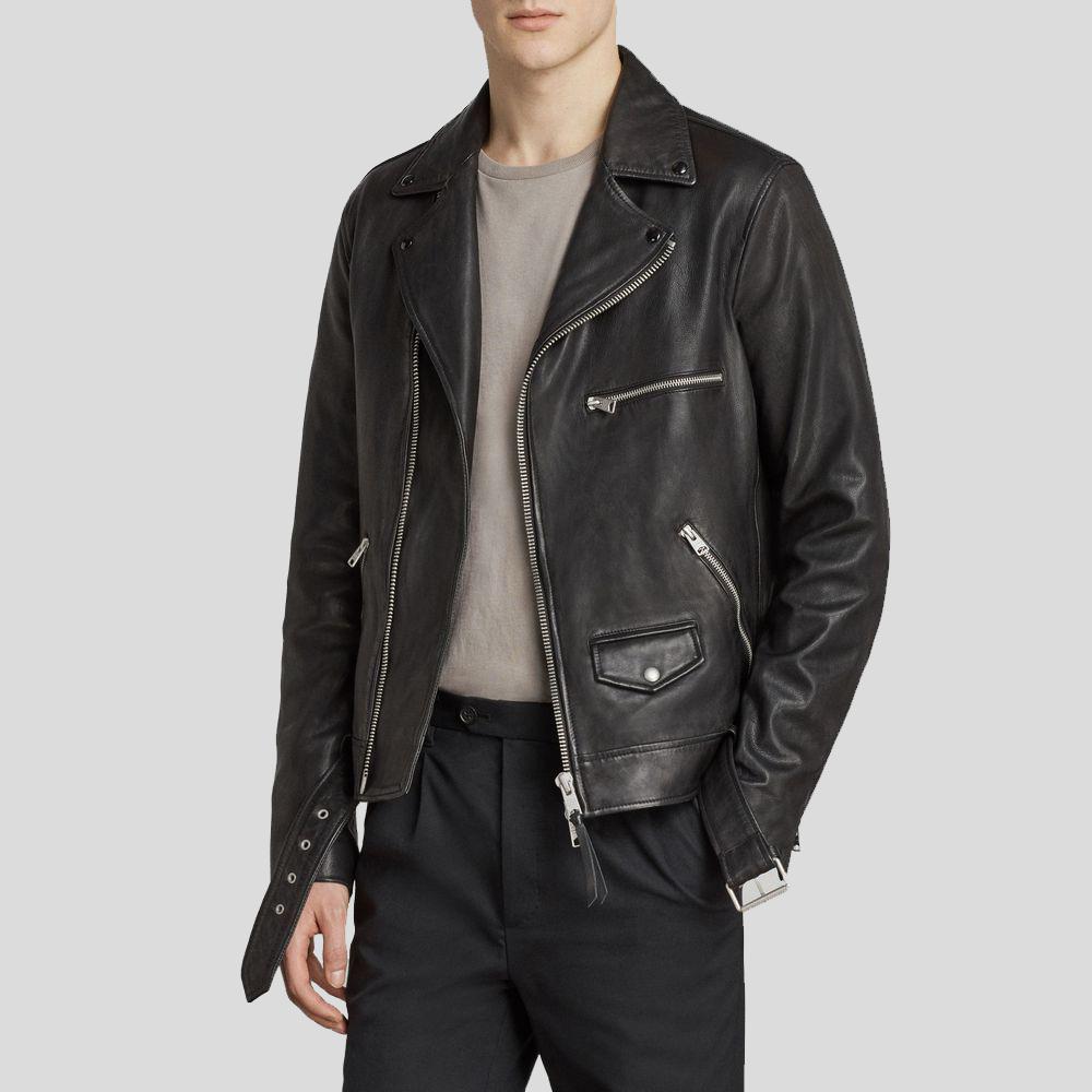 Men's Connor Black Motorcycle Leather Jacket | Full Grain Apparel