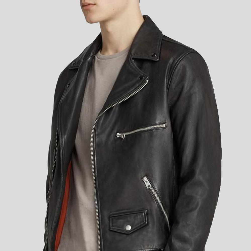 Men's Connor Black Motorcycle Leather Jacket | Full Grain Apparel