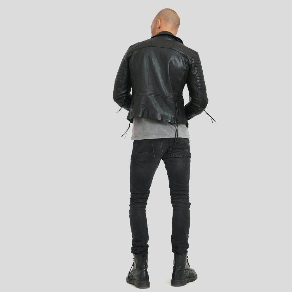 Men's Dylan Black Motorcycle Leather Jacket | Premium Warmth | Full Grain Apparel