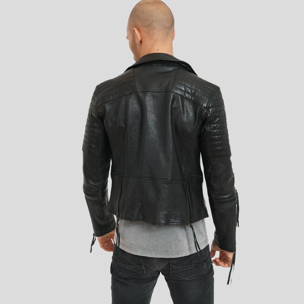 Men's Dylan Black Motorcycle Leather Jacket | Premium Warmth | Full Grain Apparel