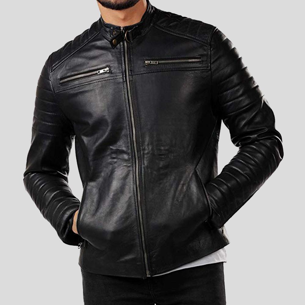 Men's Elon Black Motorcycle Leather Jacket | Full Grain Apparel