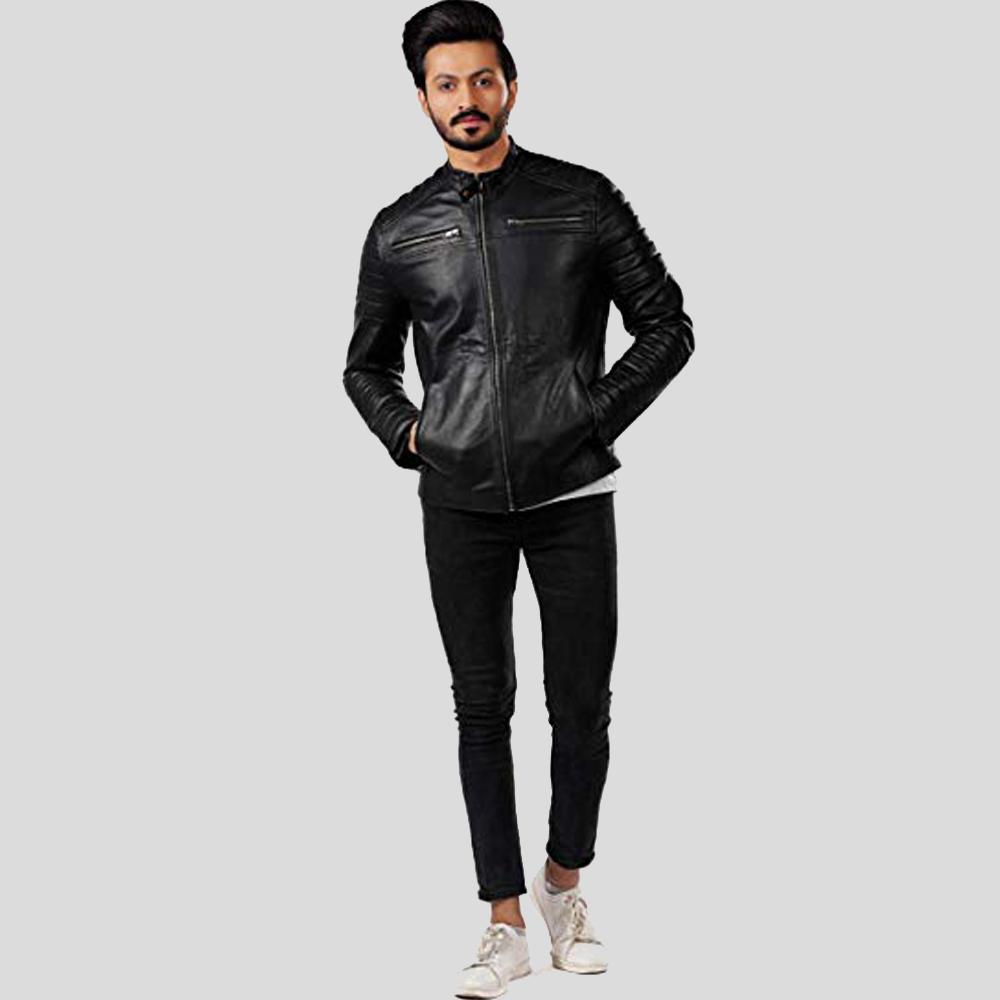 Men's Elon Black Motorcycle Leather Jacket | Full Grain Apparel