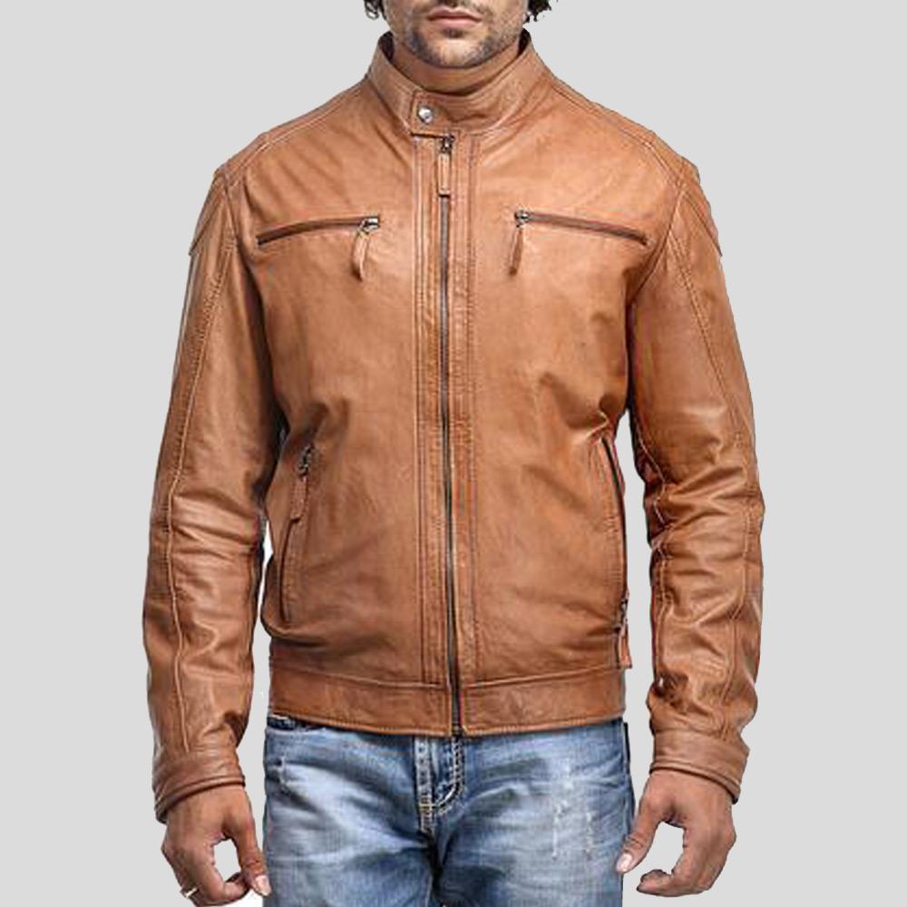 Men's Luca Brown Motorcycle Leather Jacket | Full Grain Apparel