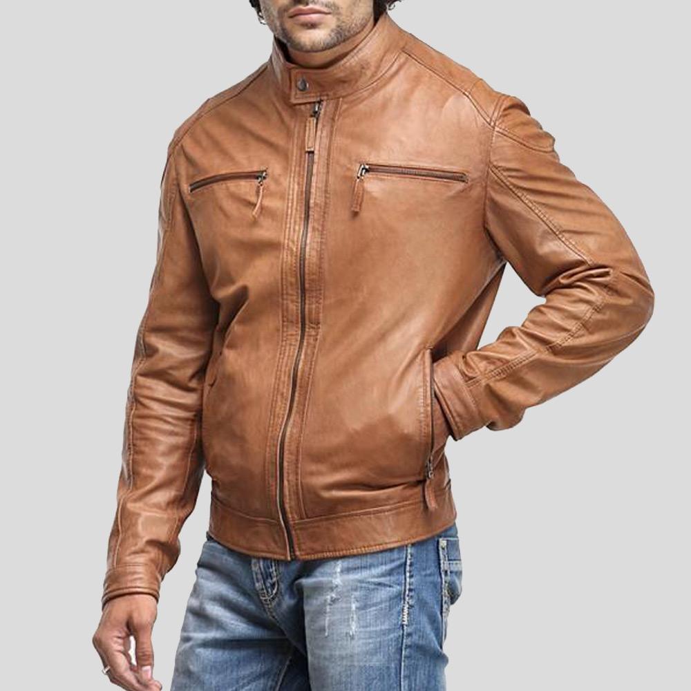 Men's Luca Brown Motorcycle Leather Jacket | Full Grain Apparel