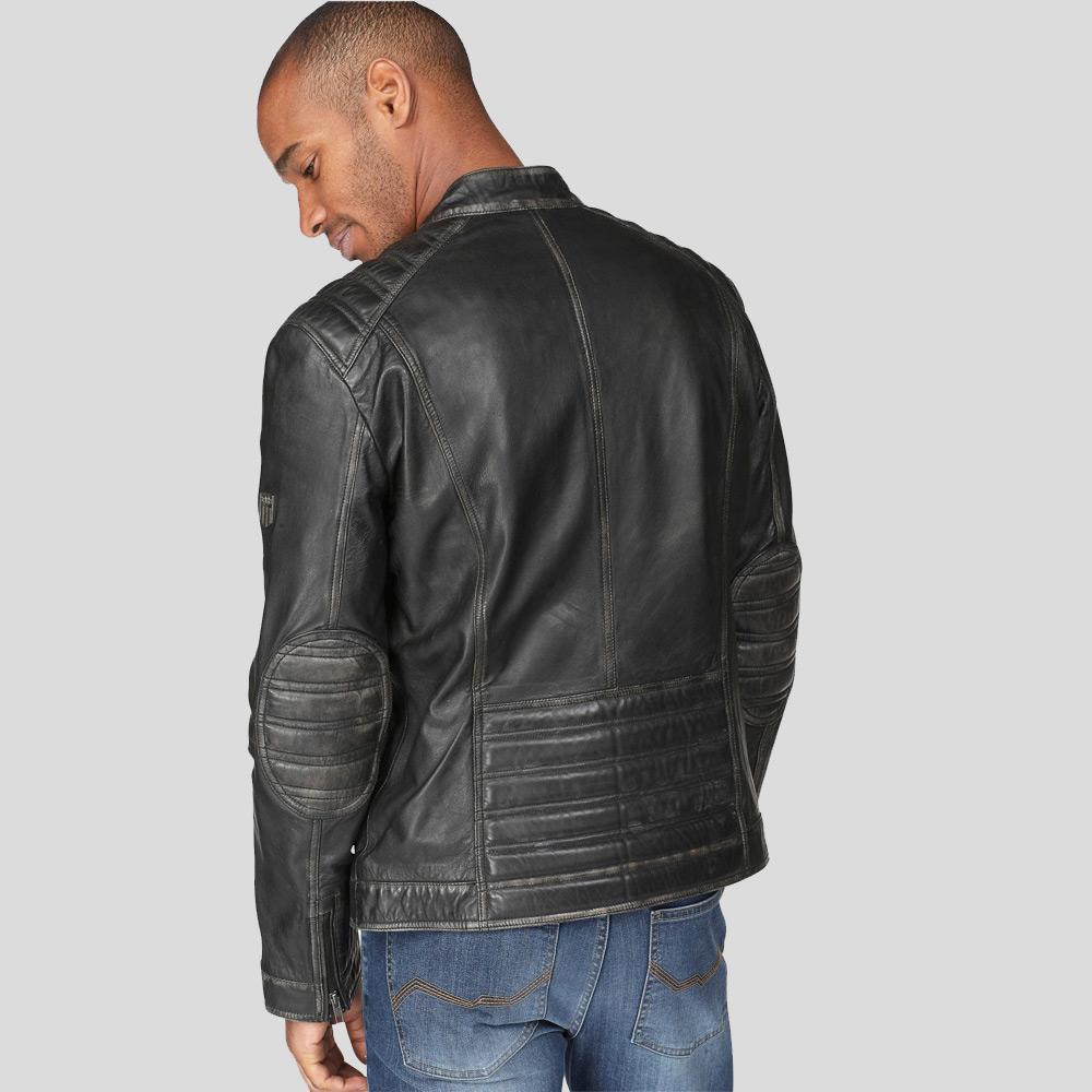Men's Lucas Black Motorcycle Leather Jacket | Full Grain Apparel