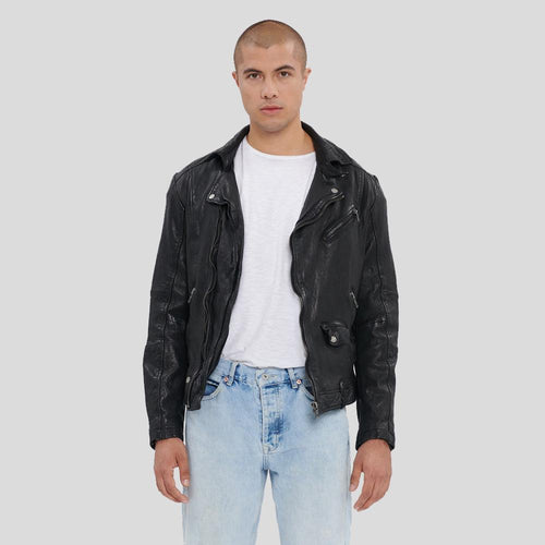 Men's Lysle Black Motorcycle Leather Jacket | Full Grain Apparel