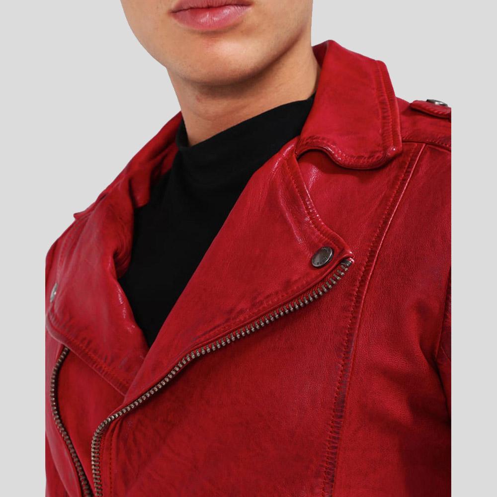 Men's Buel Red Motorcycle Leather Jacket | Full Grain Apparel