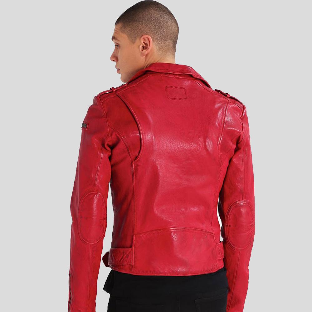 Men's Buel Red Motorcycle Leather Jacket | Full Grain Apparel