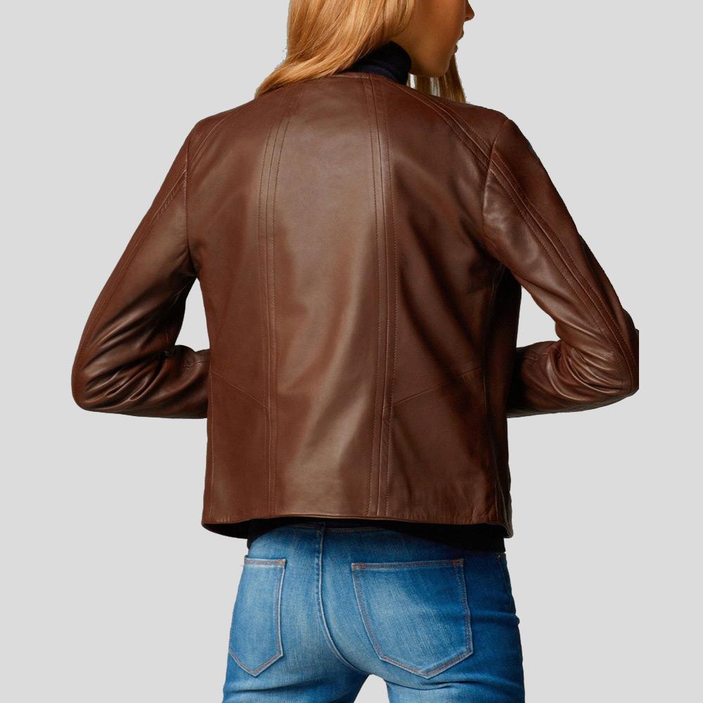 Women's Olivia Brown Motorcycle Leather Jacket | Biker Style | Full Grain Apparel
