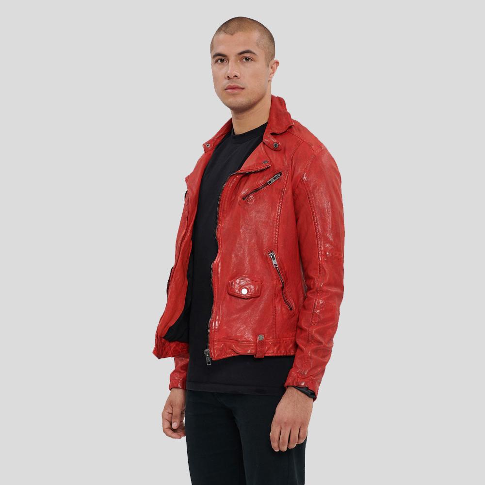 Men's Zuse Red Motorcycle Leather Jacket | Full Grain Apparel